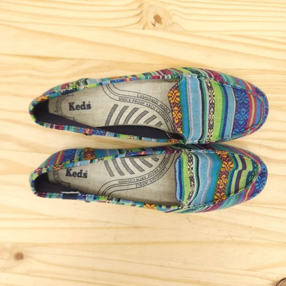 Keds Women's Flats Sz 8 Multicolor Striped Tribal Slip On Shoes Casual Comfort - Picture 3 of 9